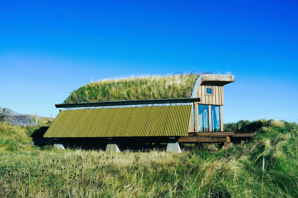 Environmentally friendly house in the field